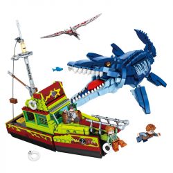 FORANGE FC3724 3724 non  THOÁT KHỎI MIỆNG CỦA MOSASAUR bộ đồ chơi xếp lắp ráp ghép mô hình DINOSAUR ALIVE 888 khối