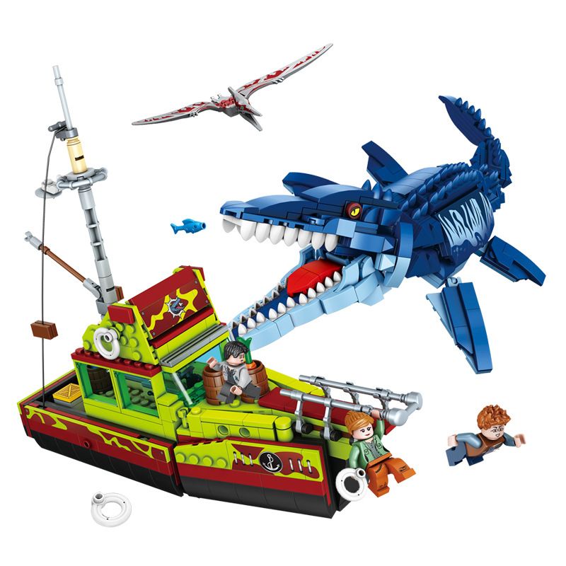 FORANGE FC3724 3724 non  THOÁT KHỎI MIỆNG CỦA MOSASAUR bộ đồ chơi xếp lắp ráp ghép mô hình DINOSAUR ALIVE 888 khối