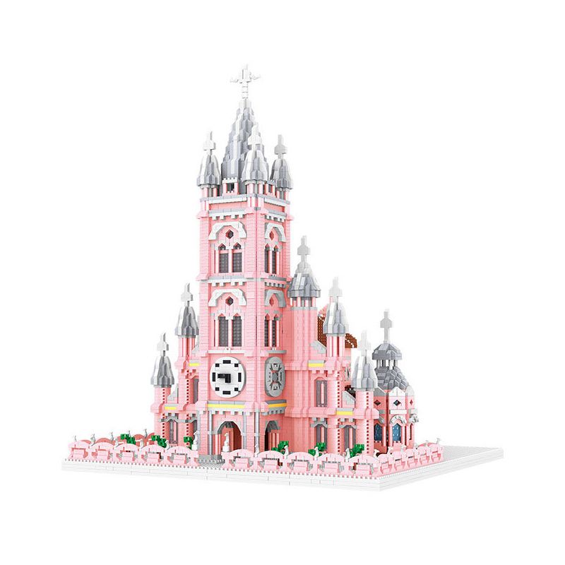 FUN IMAGINATION LZ8052 8052 non  NHÀ THỜ THÁNH TÂM CHÚA GIÊSU HỒ CHÍ MINH VIỆT NAM bộ đồ chơi xếp lắp ráp ghép mô hình Creator HO CHI MINH PINK CHURCH Sáng Tạo 7017 khối