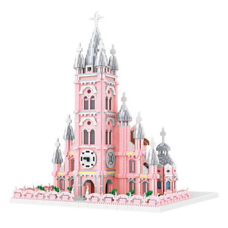 FUN IMAGINATION LZ8052 8052 non  NHÀ THỜ THÁNH TÂM CHÚA GIÊSU HỒ CHÍ MINH VIỆT NAM bộ đồ chơi xếp lắp ráp ghép mô hình Creator HO CHI MINH PINK CHURCH Sáng Tạo 7017 khối