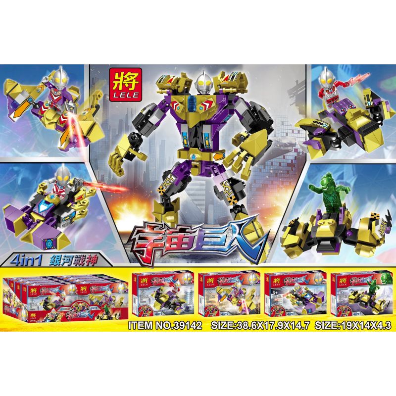 LELE 39142 non  NGƯỜI KHỔNG LỒ VŨ TRỤ THẦN CHIẾN TRANH THIÊN HÀ 4 LOẠI bộ đồ chơi xếp lắp ráp ghép mô hình Ultraman Vệ Binh Vũ Trụ Siêu Nhân Điện Quang 303 khối
