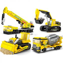 LE YI 69012 4 LOẠI XE KỸ THUẬT ĐÔ THỊ bộ đồ chơi xếp lắp ráp ghép mô hình City CITY ENGINEERING VEHICLE Thành Phố