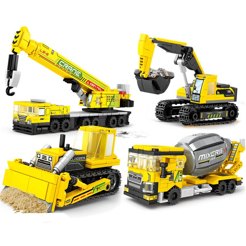 LE YI 69012 4 LOẠI XE KỸ THUẬT ĐÔ THỊ bộ đồ chơi xếp lắp ráp ghép mô hình City CITY ENGINEERING VEHICLE Thành Phố