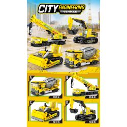 LE YI 69012 4 LOẠI XE KỸ THUẬT ĐÔ THỊ bộ đồ chơi xếp lắp ráp ghép mô hình City CITY ENGINEERING VEHICLE Thành Phố