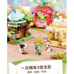 KEEPPLEY K28021 28021 CẢNH ĐƯỜNG PHỐ DỄ THƯƠNG MÈO THAM LAM QUÁN TRÀ SỮA NGẮN MEI bộ đồ chơi xếp lắp ráp ghép mô hình