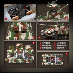 QuanGuan 100252 Quan Guan 100252 XE TĂNG PANTHER bộ đồ chơi xếp lắp ráp ghép mô hình Military Army PANZERKAMPFWAGEN V PANTHER AUSF.G Quân Sự Bộ Đội 2136 khối