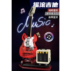 KAIYU KEEYEE WORLD K96174 96174 LOA BLUETOOTH ĐÀN GUITAR ĐIỆN ROCK bộ đồ chơi xếp lắp ráp ghép mô hình 500 khối