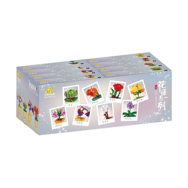 Kazi KY81124 81124 NGÔN NGỮ HOA 8 LOẠI CÚC LAN ANH TÚC ĐÈN LỒNG BƯỚM MỘC CỦ SEN HÀNH LÁ bộ đồ chơi xếp lắp ráp ghép mô hình Creator FLOWER LANGUAGE Sáng Tạo 805 khối