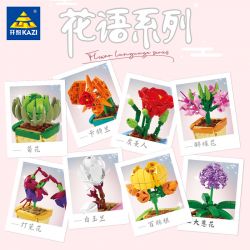 Kazi KY81124 81124 NGÔN NGỮ HOA 8 LOẠI CÚC LAN ANH TÚC ĐÈN LỒNG BƯỚM MỘC CỦ SEN HÀNH LÁ bộ đồ chơi xếp lắp ráp ghép mô hình Creator FLOWER LANGUAGE Sáng Tạo 805 khối