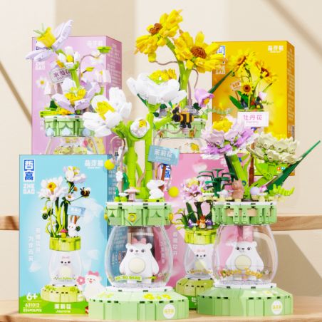 ZHEGAO 621012 NHỮNG BÔNG HOA ĐẦY MÀU SẮC VỪA CHỚM NỞ bộ đồ chơi xếp lắp ráp ghép mô hình Creator Sáng Tạo