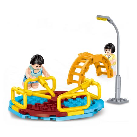 ROYAL TOYS RT61 CÂU CHUYỆN THỊ TRẤN NHỎ TỪ TAIPA ĐẾN NHỮNG NĂM 1980 bộ đồ chơi xếp lắp ráp ghép mô hình City CITY STORY PLAYGROUND ROUNDABOUT IN THE 1980S Thành Phố 59 khối