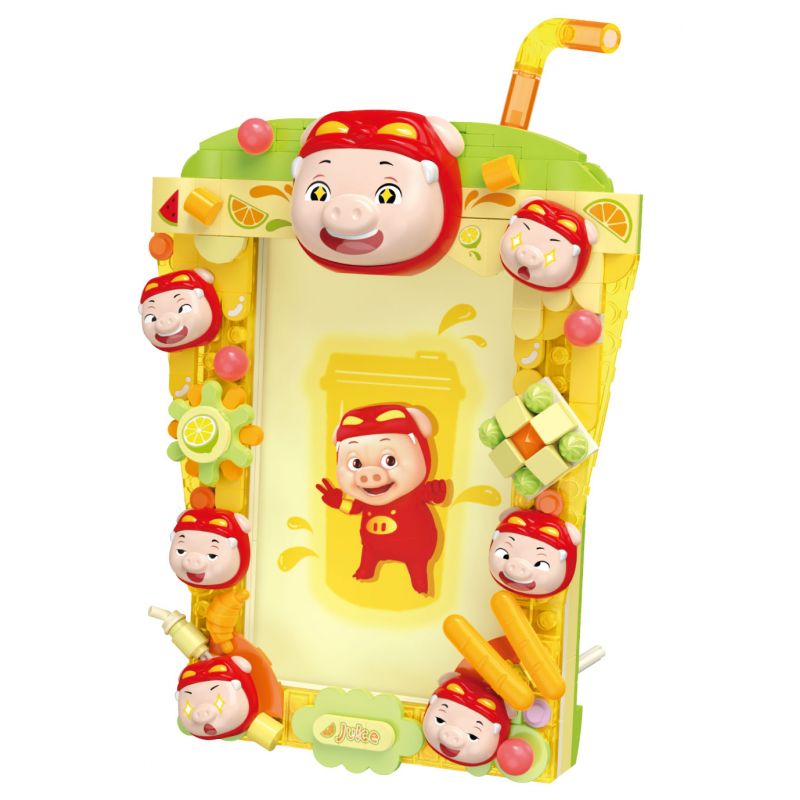 JAKI JK6816 6816 PIG MAN KHUNG ẢNH TRÀ TRÁI CÂY LỢN QUÝ HIẾM bộ đồ chơi xếp lắp ráp ghép mô hình Movie & Game BUBBLE TEA PICTURE FRAME Phim Và Trò Chơi
