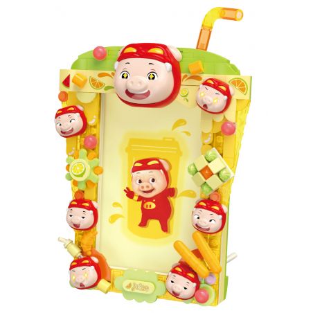 JAKI JK6816 6816 PIG MAN KHUNG ẢNH TRÀ TRÁI CÂY LỢN QUÝ HIẾM bộ đồ chơi xếp lắp ráp ghép mô hình Movie & Game BUBBLE TEA PICTURE FRAME Phim Và Trò Chơi