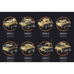 JIESTAR 59223 TRẬN CHIẾN XE TĂNG TÁM TRONG MỘT bộ đồ chơi xếp lắp ráp ghép mô hình Military Army TANK BATTLE Quân Sự Bộ Đội 679 khối