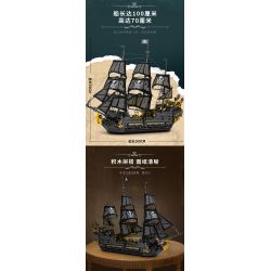 REOBRIX 66036 TÀU CƯỚP BIỂN NGỌC TRAI ĐEN bộ đồ chơi xếp lắp ráp ghép mô hình Pirates Of The Caribbean BLACK PEARL Cướp Biển Vùng Caribe 4708 khối