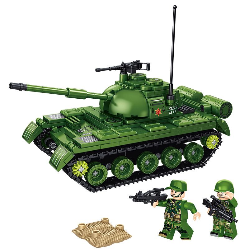 LE YI 66037 XE TĂNG BỌC THÉP BÁNH XÍCH KIỂU 59 bộ đồ chơi xếp lắp ráp ghép mô hình Military Army Quân Sự Bộ Đội 501 khối