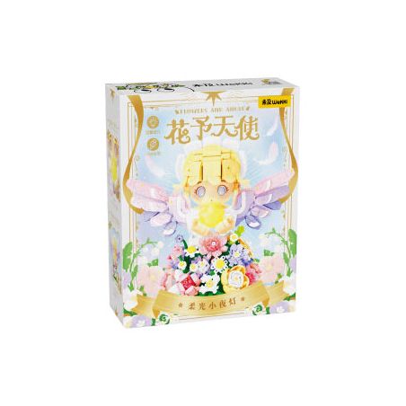 WEKKI 517205 ĐÈN NGỦ HOA THIÊN THẦN DỊU NHẸ bộ đồ chơi xếp lắp ráp ghép mô hình FLOWERS AND ANGLE
