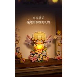 WEKKI 517205 ĐÈN NGỦ HOA THIÊN THẦN DỊU NHẸ bộ đồ chơi xếp lắp ráp ghép mô hình FLOWERS AND ANGLE