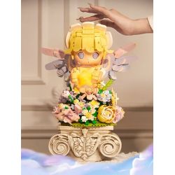 WEKKI 517205 ĐÈN NGỦ HOA THIÊN THẦN DỊU NHẸ bộ đồ chơi xếp lắp ráp ghép mô hình FLOWERS AND ANGLE