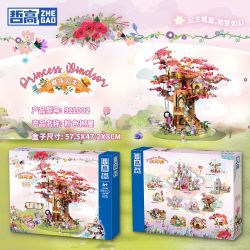 ZHEGAO 921003 CÔNG CHÚA WINDSOR NGÔI NHÀ TRÊN CÂY MÀU HỒNG bộ đồ chơi xếp lắp ráp ghép mô hình Girl PINK TREE HOUSE Con Gái 1240 khối