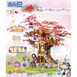 ZHEGAO 921003 CÔNG CHÚA WINDSOR NGÔI NHÀ TRÊN CÂY MÀU HỒNG bộ đồ chơi xếp lắp ráp ghép mô hình Girl PINK TREE HOUSE Con Gái 1240 khối