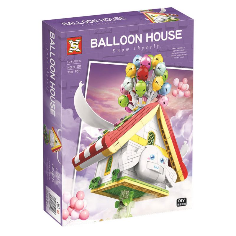 SX 9108 NHÀ BÓNG BAY bộ đồ chơi xếp lắp ráp ghép mô hình BALLOON HOUSE 732 khối