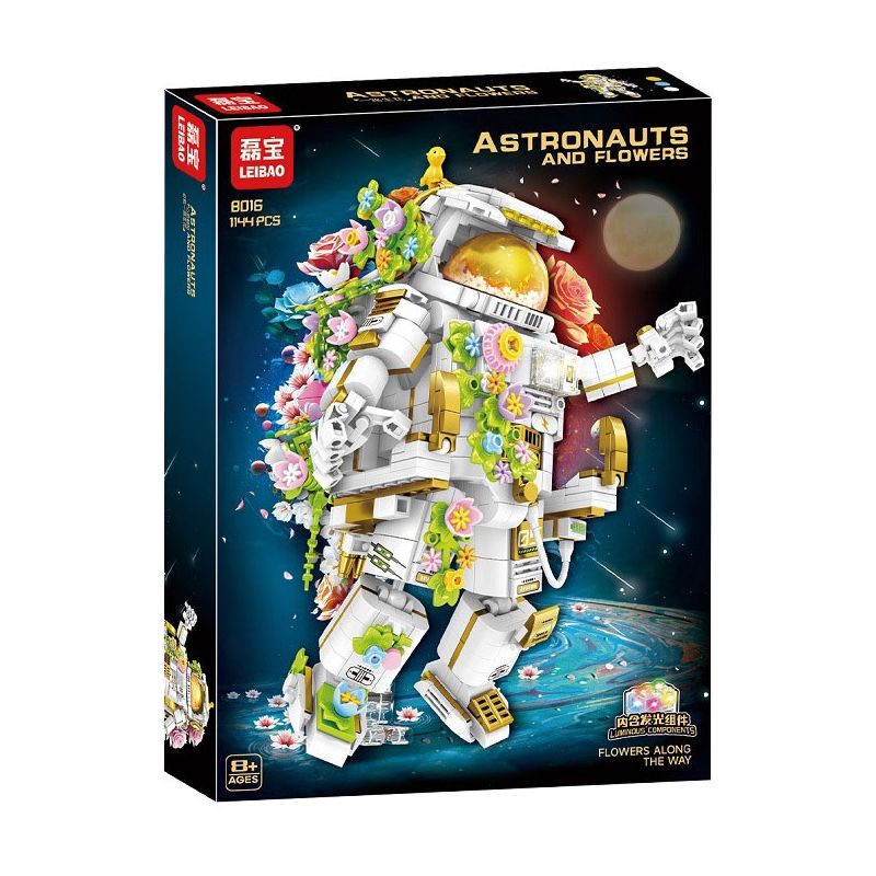LEIBAO 8016 HOA DỌC ĐƯỜNG PHI HÀNH GIA VÀ bộ đồ chơi xếp lắp ráp ghép mô hình ASTRONAUTS AND FLOWERS 1144 khối