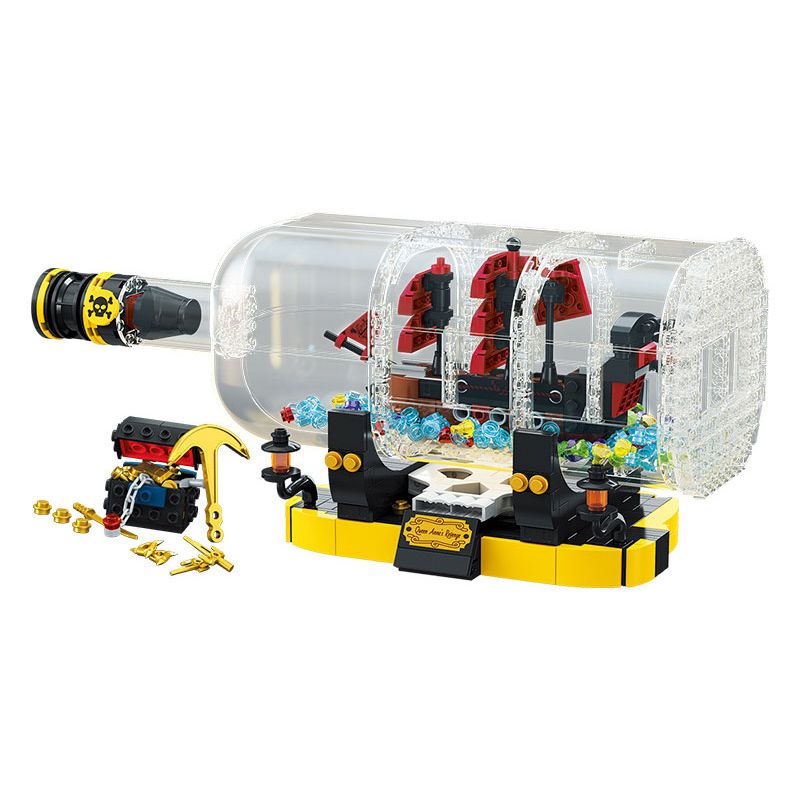 JIESTAR JJ9026 9026 CON TÀU CỔ ĐIỂN TRONG CHAI bộ đồ chơi xếp lắp ráp ghép mô hình Pirates Of The Caribbean IMPOSSIBE PIRATE BOTTLE Cướp Biển Vùng Caribe 852 khối