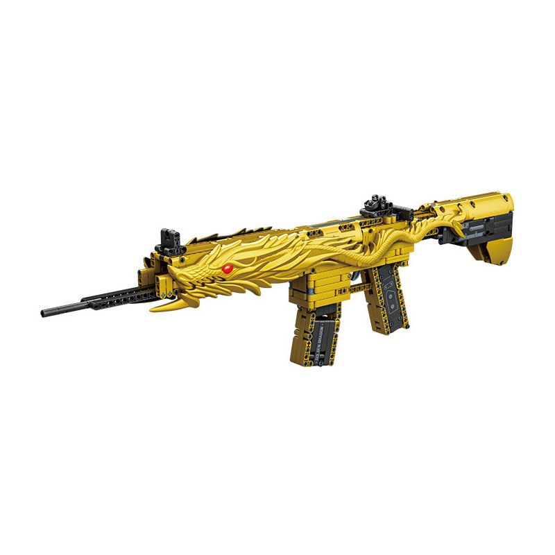 GUDI 70012 SIÊU TÍCH LŨY TINH HOA M416 RỒNG VÀNG NĂM MÓNG bộ đồ chơi xếp lắp ráp ghép mô hình Military Army M416 GOLDEN DRAGON Quân Sự Bộ Đội 519 khối