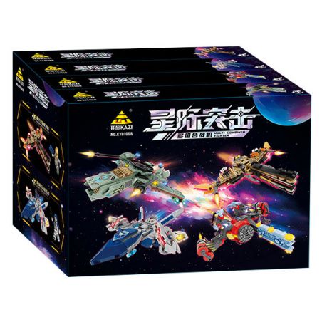 Kazi KY81058 81058 CUỘC TẤN CÔNG GIỮA CÁC VÌ SAO 4 MÁY BAY CHIẾN ĐẤU ĐA TỔ HỢP AURORA RAZER TÀU VŨ TRỤ EXOTIC JUMPER PHÁO HẠM RED FLAME CON THOI WASP bộ đồ chơi xếp lắp ráp ghép mô hình 995 khối