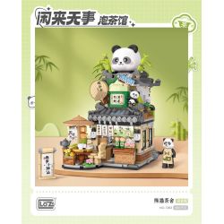 LOZ 1383 QUÁN TRÀ PANDA bộ đồ chơi xếp lắp ráp ghép mô hình 860 khối