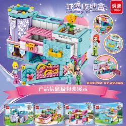 MINGDI LEIBAO 7035 non  HỘP ĐỰNG LÂU ĐÀI 4 LOẠI bộ đồ chơi xếp lắp ráp ghép mô hình Girl CASTLE STORAGE BOX Con Gái 673 khối