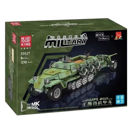 MouldKing 20027 Mould King 20027 XE BỌC THÉP NỬA BÁNH SÚNG CHỐNG TĂNG bộ đồ chơi xếp lắp ráp ghép mô hình Military Army SD.KFZ.251/1 Quân Sự Bộ Đội 1298 khối