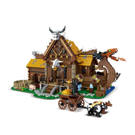 MorkModel 033051 Mork Model 033051 TÚP LỀU VIKING bộ đồ chơi xếp lắp ráp ghép mô hình Vikings THE VIKINGS HOUSE Người Viking 3129 khối