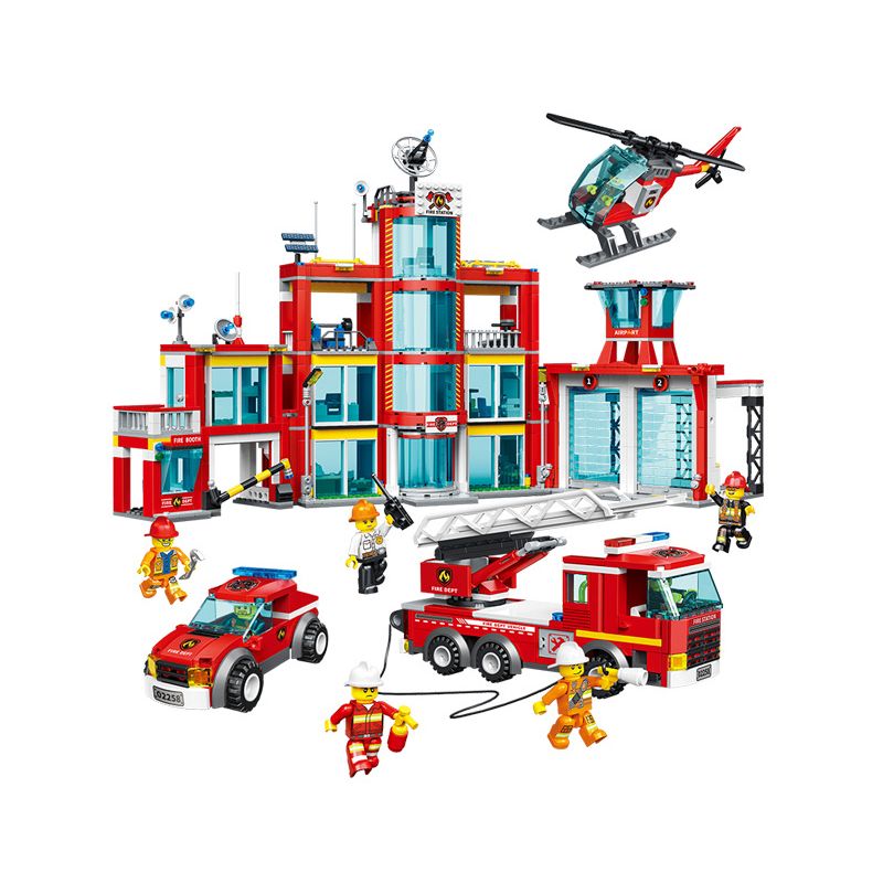 ZHEGAO QL2258 2258 TRỤ SỞ CHỮA CHÁY bộ đồ chơi xếp lắp ráp ghép mô hình City FIREFIGHTING HEADQUARTERS Thành Phố 1273 khối