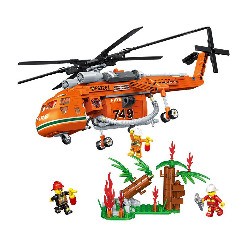 ZHEGAO QL2261 2261 TRỰC THĂNG CỨU HỎA bộ đồ chơi xếp lắp ráp ghép mô hình City Thành Phố 596 khối