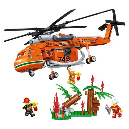 ZHEGAO QL2261 2261 TRỰC THĂNG CỨU HỎA bộ đồ chơi xếp lắp ráp ghép mô hình City Thành Phố 596 khối