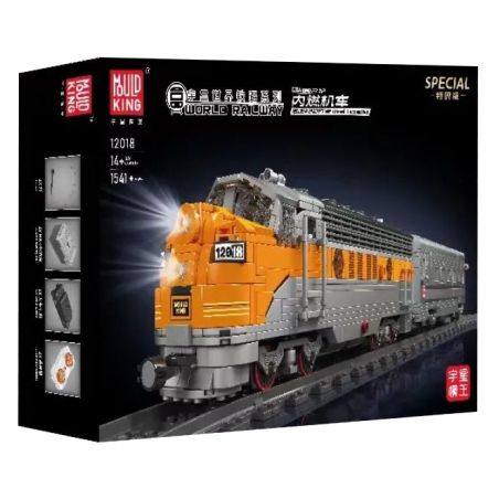 JMBRICKLAYER 51107 MouldKing 12018 Mould King 12018 ĐẦU MÁY DIESEL EMD F7 WP CỦA HOA KỲ bộ đồ chơi xếp lắp ráp ghép mô hình City USA EMD F7 WP DIESEL LOCOMOTIVE Thành Phố 1541 khối