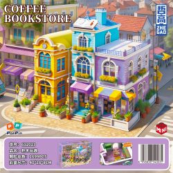 ZHEGAO 612023 HIỆU SÁCH CÀ PHÊ bộ đồ chơi xếp lắp ráp ghép mô hình Creator COFFEE BOOKSTORE Sáng Tạo 1699 khối