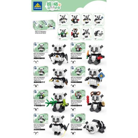 Kazi KY80062 80062 MÔ HÌNH PANDA STORY 8 bộ đồ chơi xếp lắp ráp ghép mô hình 1297 khối