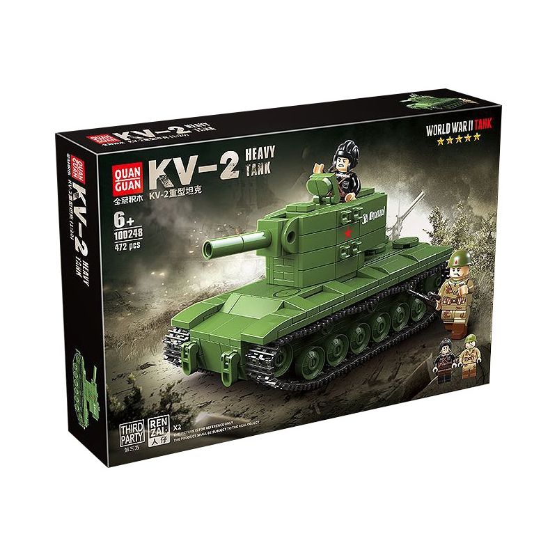 QuanGuan 100248 Quan Guan 100248 XE TĂNG HẠNG NẶNG KV-2 CỦA LIÊN XÔ bộ đồ chơi xếp lắp ráp ghép mô hình Military Army KV-2 HEAVY TANK Quân Sự Bộ Đội 472 khối