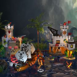 ZHEGAO 612021 VỊNH CƯỚP BIỂN bộ đồ chơi xếp lắp ráp ghép mô hình Pirates Of The Caribbean PIRATE BAY Cướp Biển Vùng Caribe 2461 khối