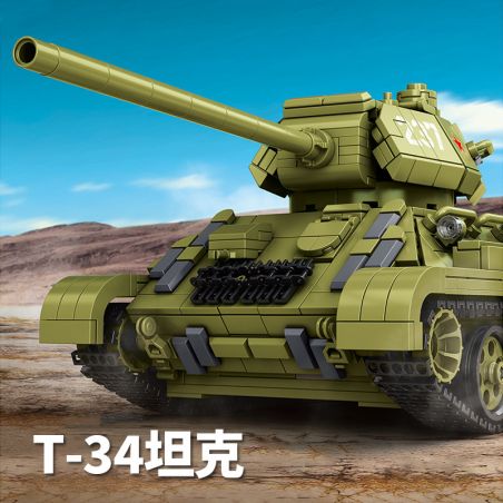 PanlosBrick 632012 Panlos Brick 632012 XE TĂNG T-34 bộ đồ chơi xếp lắp ráp ghép mô hình Military Army Quân Sự Bộ Đội 1726 khối