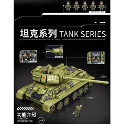 PanlosBrick 632012 Panlos Brick 632012 XE TĂNG T-34 bộ đồ chơi xếp lắp ráp ghép mô hình Military Army Quân Sự Bộ Đội 1726 khối