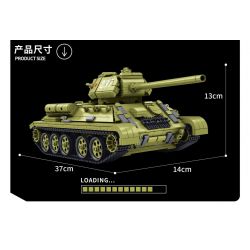 PanlosBrick 632012 Panlos Brick 632012 XE TĂNG T-34 bộ đồ chơi xếp lắp ráp ghép mô hình Military Army Quân Sự Bộ Đội 1726 khối