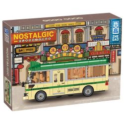 ZHEGAO 991013 non  XE BUÝT CỔ ĐIỂN HỒNG KÔNG bộ đồ chơi xếp lắp ráp ghép mô hình City NOSTALGIC CLASSIC BUS Thành Phố 718 khối