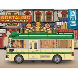 ZHEGAO 991013 non  XE BUÝT CỔ ĐIỂN HỒNG KÔNG bộ đồ chơi xếp lắp ráp ghép mô hình City NOSTALGIC CLASSIC BUS Thành Phố 718 khối