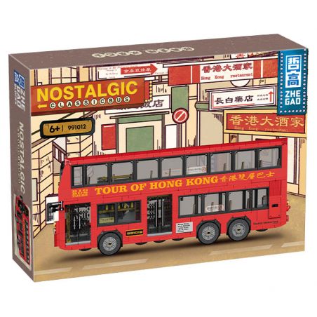 ZHEGAO 991012 non  XE BUÝT HAI TẦNG HỒNG KÔNG bộ đồ chơi xếp lắp ráp ghép mô hình City NOSTALGIC CLASSIC BUS Thành Phố 891 khối