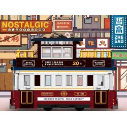 ZHEGAO 991011 non  XE ĐIỆN CỔ bộ đồ chơi xếp lắp ráp ghép mô hình City NOSTALGIC CLASSIC BUS Thành Phố 897 khối