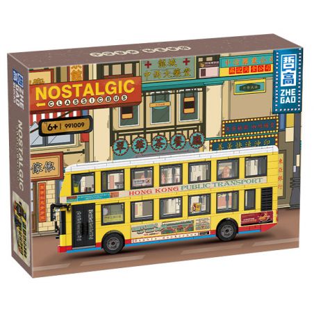 ZHEGAO 991009 non  XE BUÝT HAI TẦNG bộ đồ chơi xếp lắp ráp ghép mô hình City NOSTALGIC CLASSIC BUS Thành Phố 769 khối